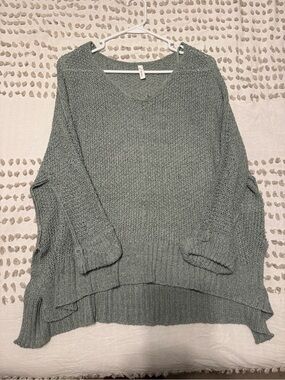Wishlist Oversized V-Neck Sweater in Sage Green